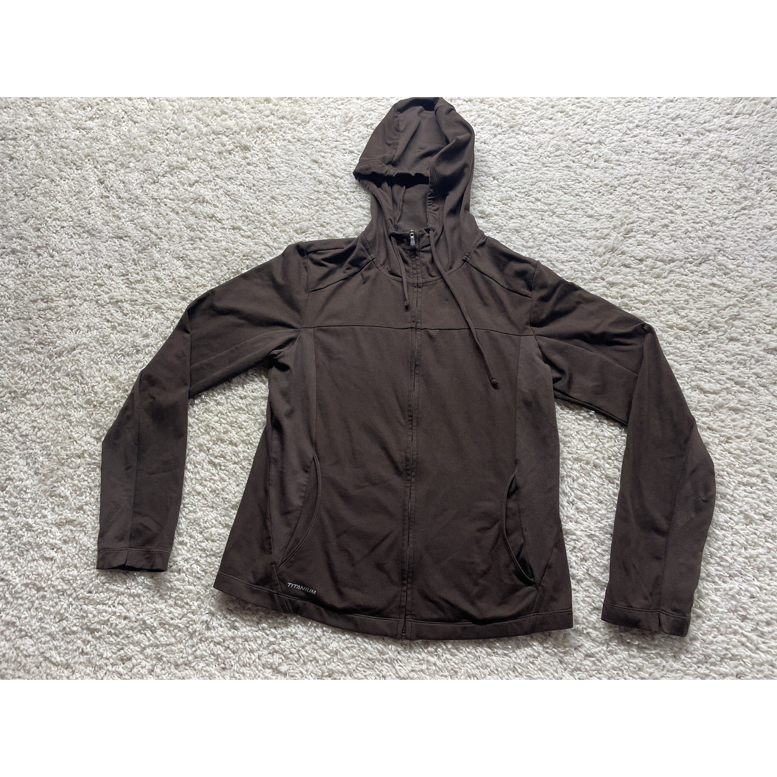 Columbia Titanium Omni-Shade Womens Full Zip Hooded Jacket Brown Size M